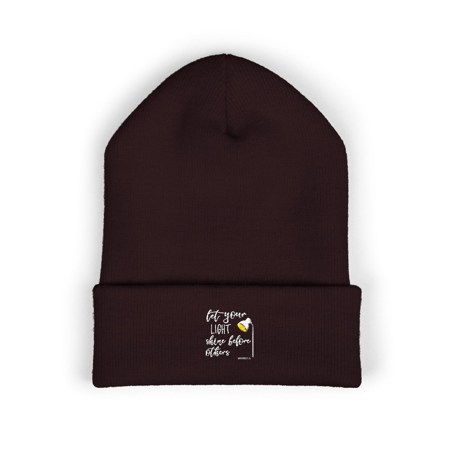 Embroidered Olive 'Let It Be' Cuffed Beanie