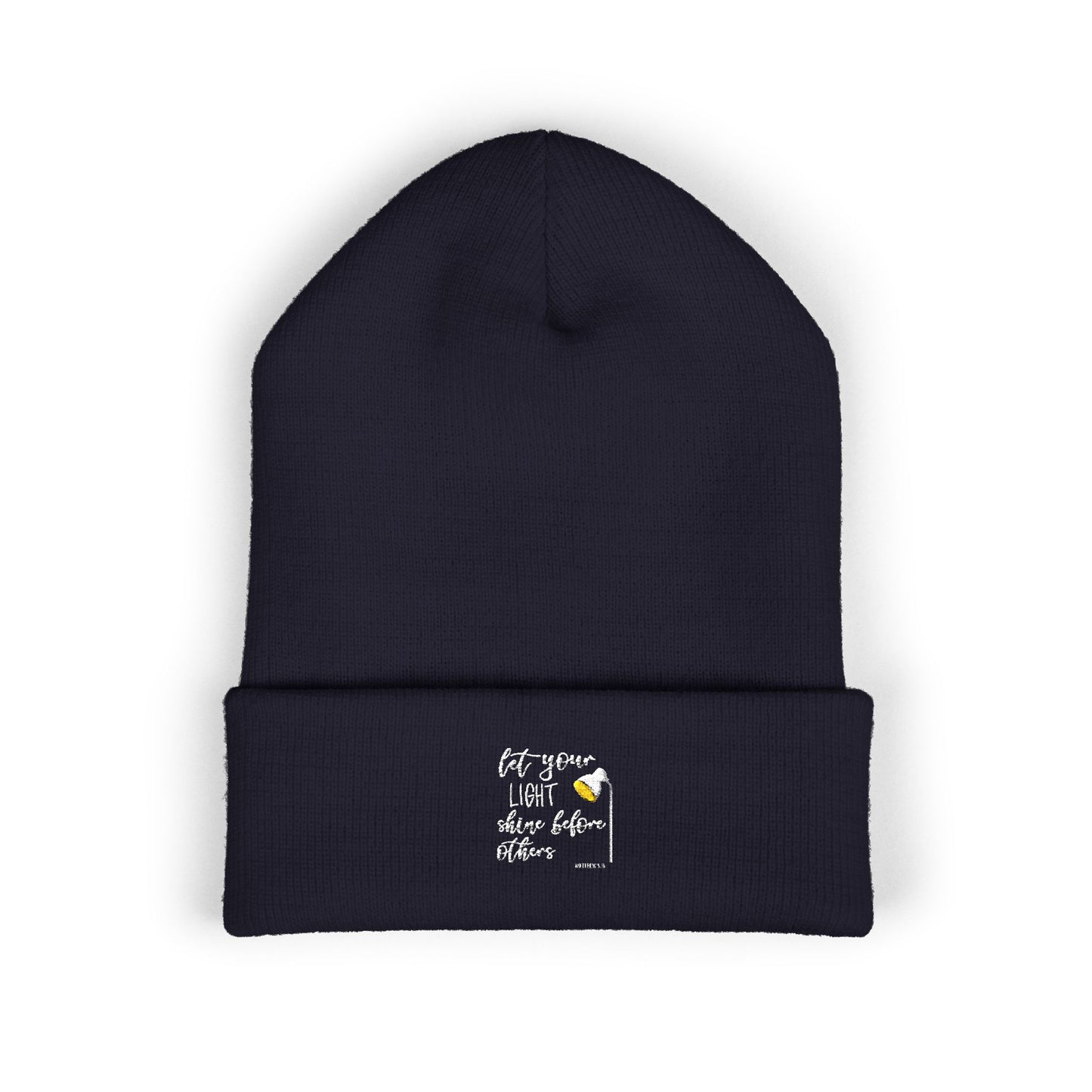 Embroidered Olive 'Let It Be' Cuffed Beanie