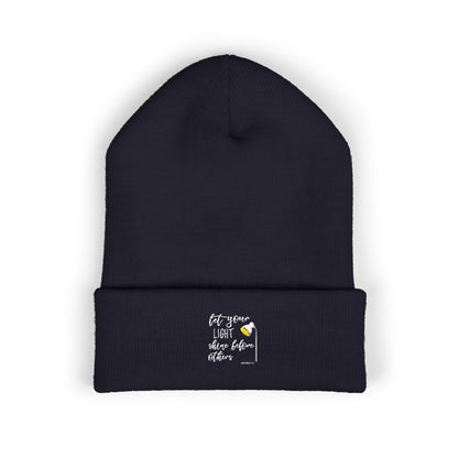 Embroidered Olive 'Let It Be' Cuffed Beanie
