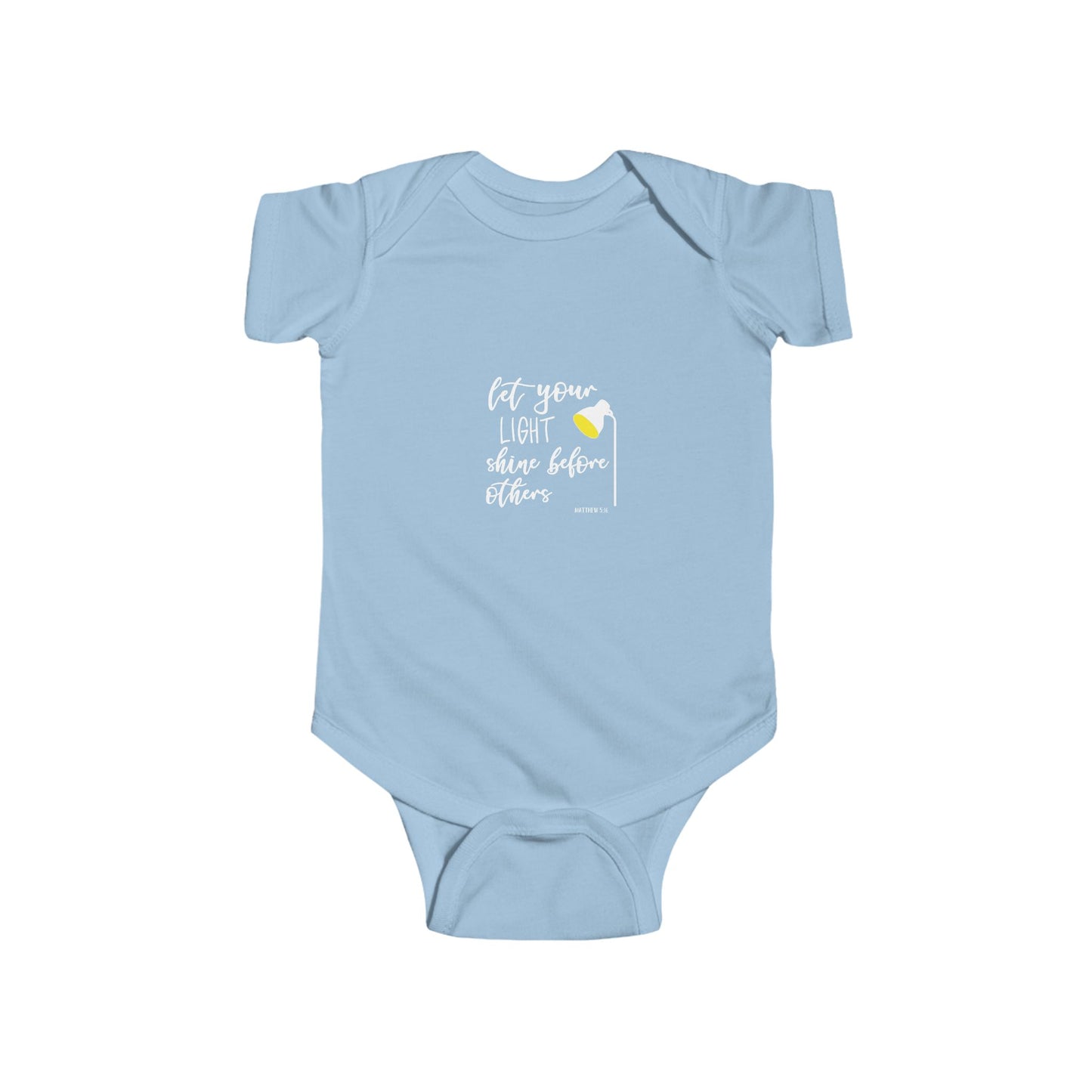 Infant Bodysuit – "Let Your Light Shine Before Others" Newborn Baby Onesie (Grey)
