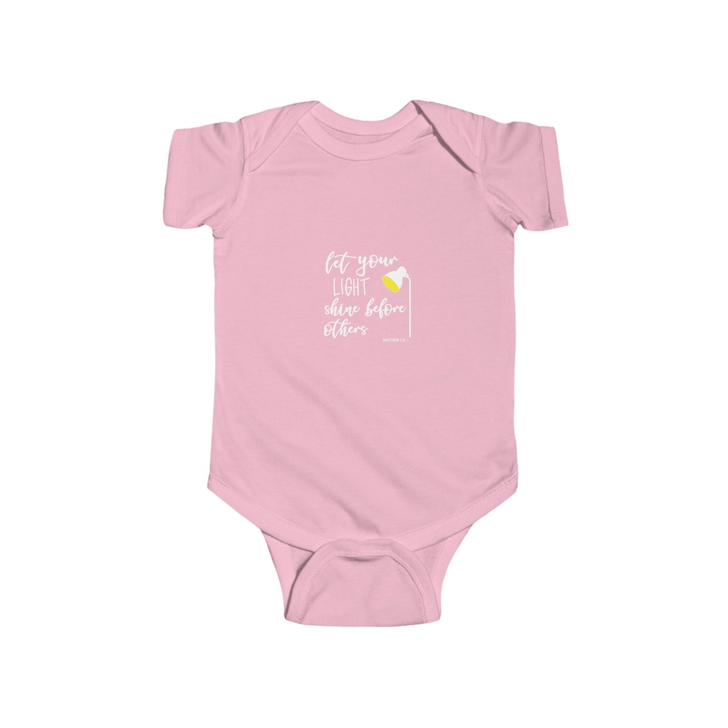 Infant Bodysuit – "Let Your Light Shine Before Others" Newborn Baby Onesie (Grey)