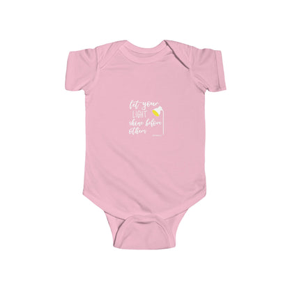 Infant Bodysuit – "Let Your Light Shine Before Others" Newborn Baby Onesie (Grey)