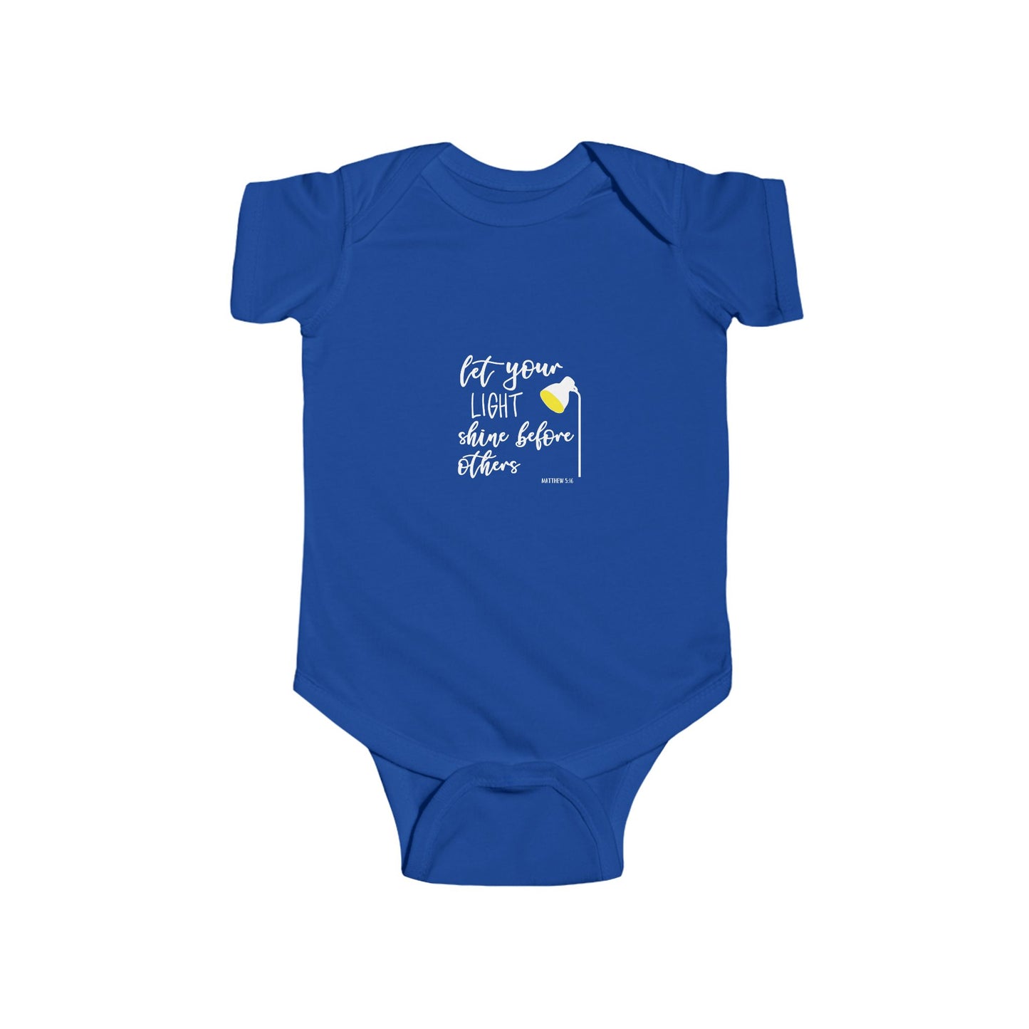 Infant Bodysuit – "Let Your Light Shine Before Others" Newborn Baby Onesie (Grey)