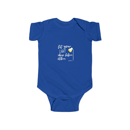 Infant Bodysuit – "Let Your Light Shine Before Others" Newborn Baby Onesie (Grey)