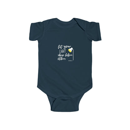 Infant Bodysuit – "Let Your Light Shine Before Others" Newborn Baby Onesie (Grey)
