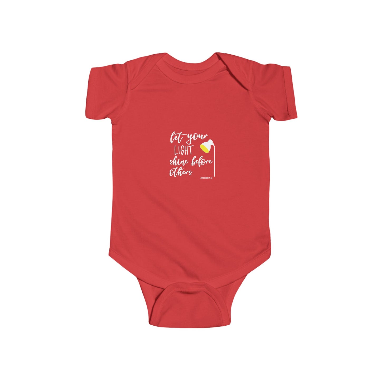 Infant Bodysuit – "Let Your Light Shine Before Others" Newborn Baby Onesie (Grey)