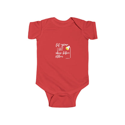 Infant Bodysuit – "Let Your Light Shine Before Others" Newborn Baby Onesie (Grey)