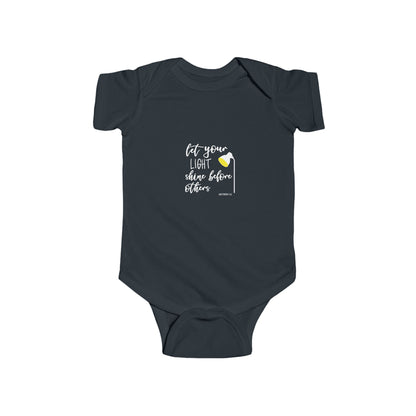 Infant Bodysuit – "Let Your Light Shine Before Others" Newborn Baby Onesie (Grey)