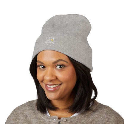 Embroidered Olive 'Let It Be' Cuffed Beanie