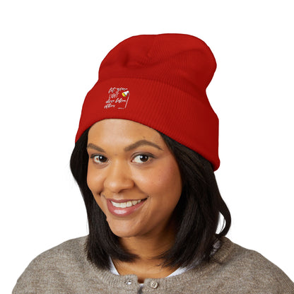 Embroidered Olive 'Let It Be' Cuffed Beanie