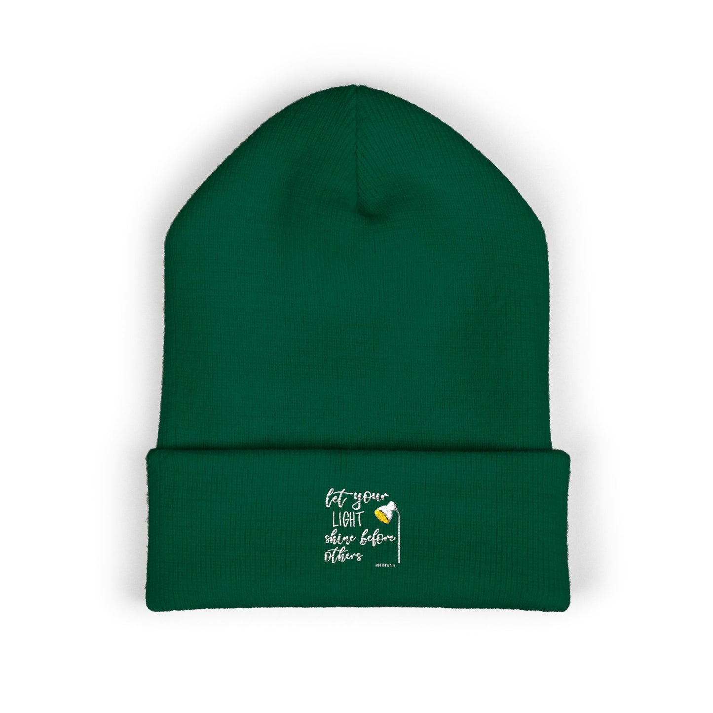 Embroidered Olive 'Let It Be' Cuffed Beanie