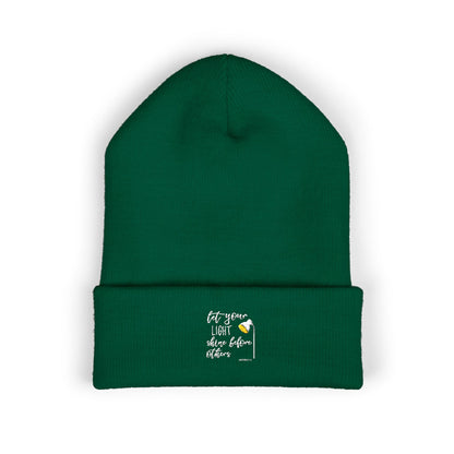 Embroidered Olive 'Let It Be' Cuffed Beanie