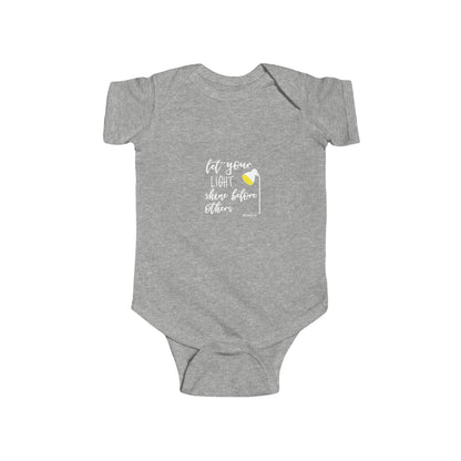 Infant Bodysuit – "Let Your Light Shine Before Others" Newborn Baby Onesie (Grey)