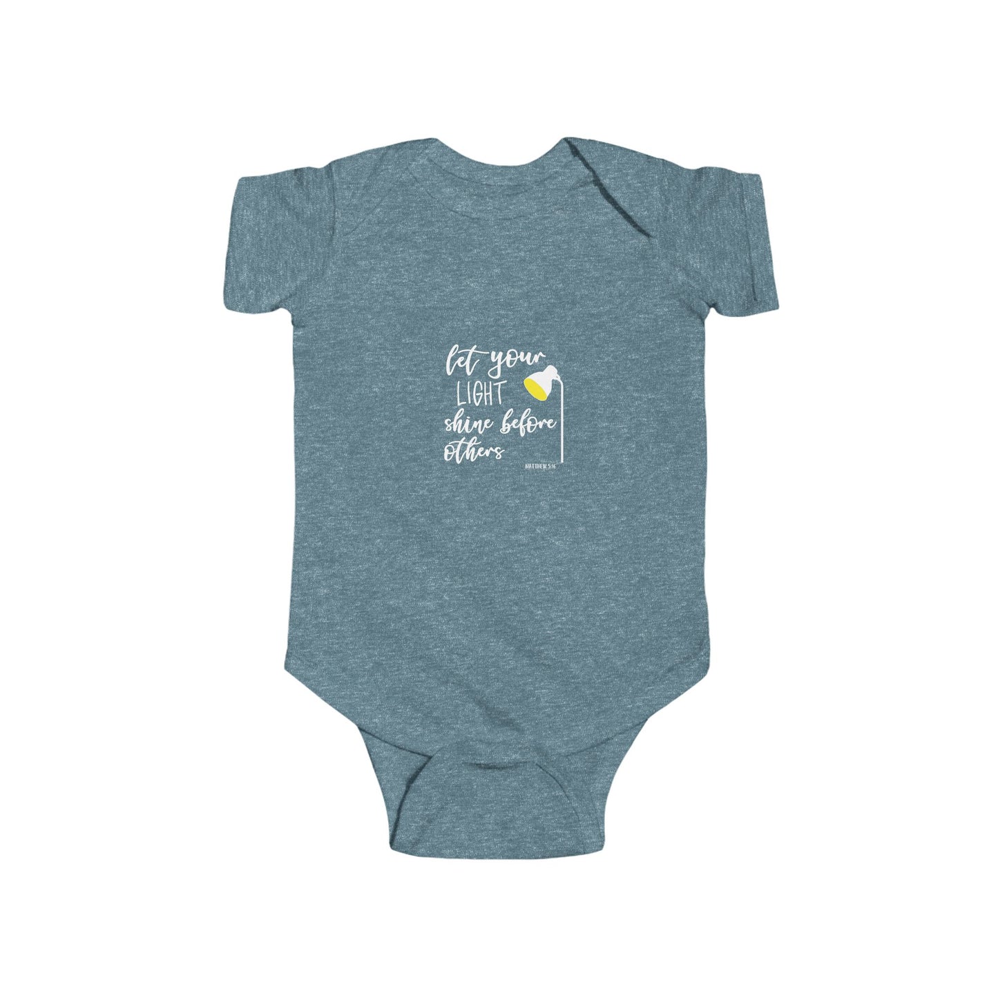 Infant Bodysuit – "Let Your Light Shine Before Others" Newborn Baby Onesie (Grey)