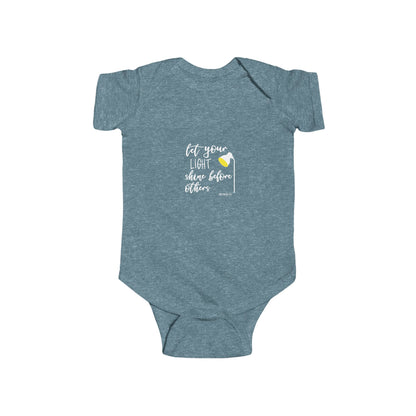 Infant Bodysuit – "Let Your Light Shine Before Others" Newborn Baby Onesie (Grey)