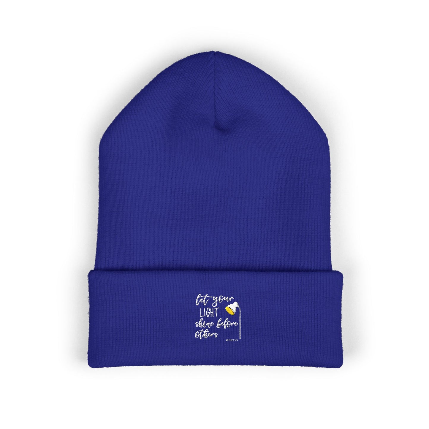 Embroidered Olive 'Let It Be' Cuffed Beanie