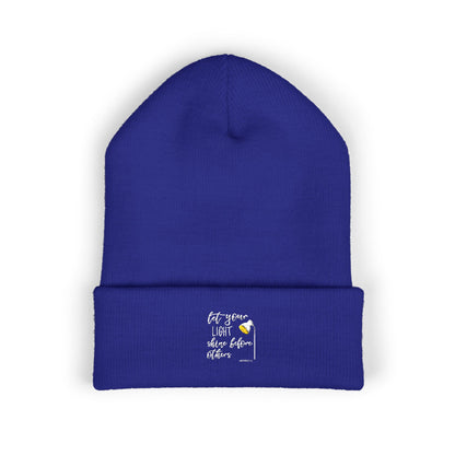 Embroidered Olive 'Let It Be' Cuffed Beanie