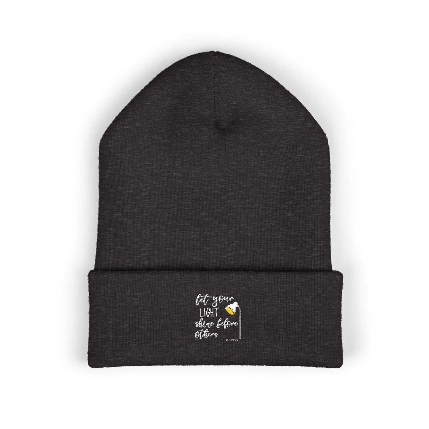 Embroidered Olive 'Let It Be' Cuffed Beanie
