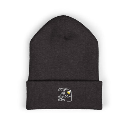 Embroidered Olive 'Let It Be' Cuffed Beanie