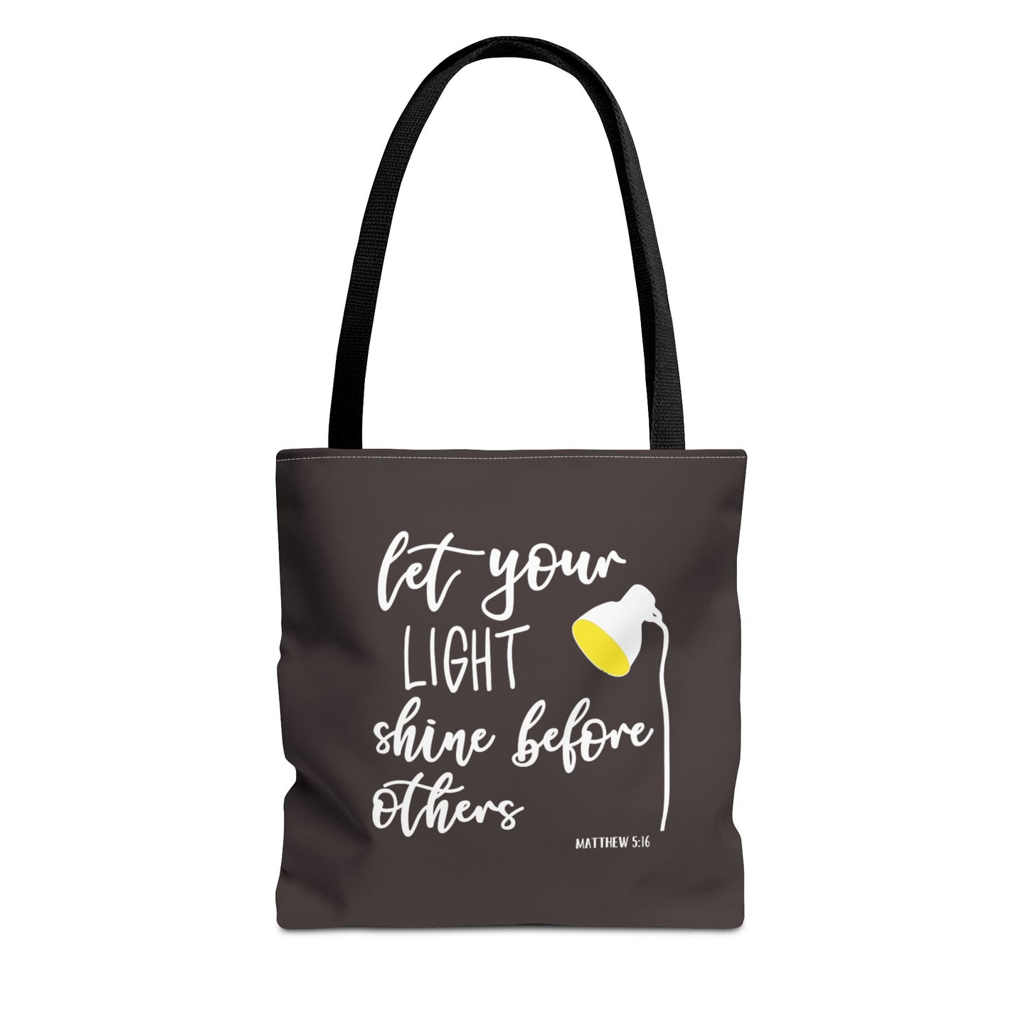 Inspirational Tote Bag — “Let Your Light Shine Before Others” Scripture Matthew 5:16 Canvas Tote