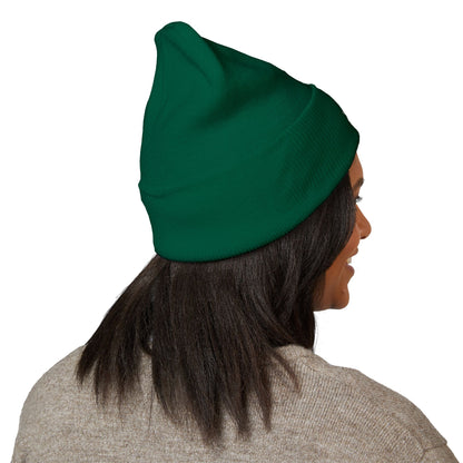 Embroidered Olive 'Let It Be' Cuffed Beanie