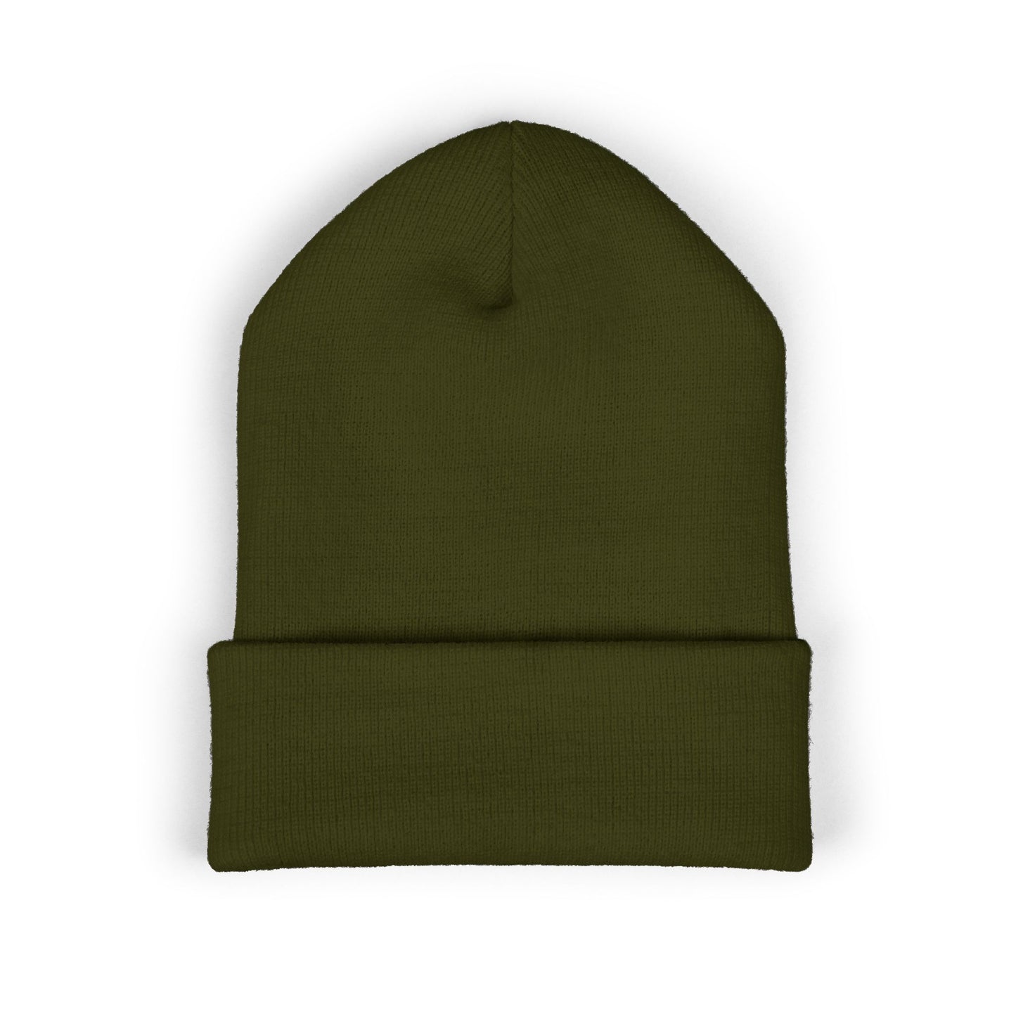 Embroidered Olive 'Let It Be' Cuffed Beanie