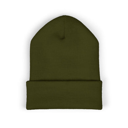 Embroidered Olive 'Let It Be' Cuffed Beanie