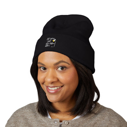 Embroidered Olive 'Let It Be' Cuffed Beanie