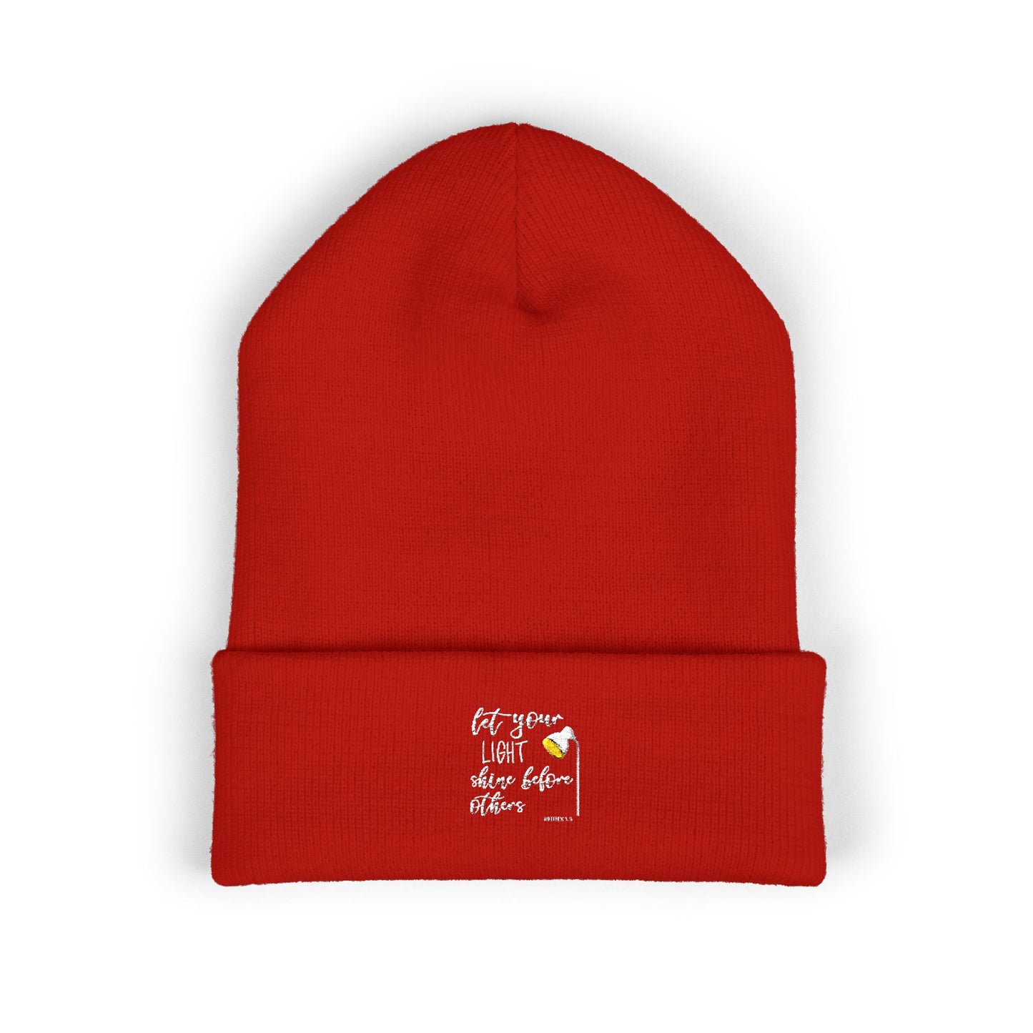 Embroidered Olive 'Let It Be' Cuffed Beanie