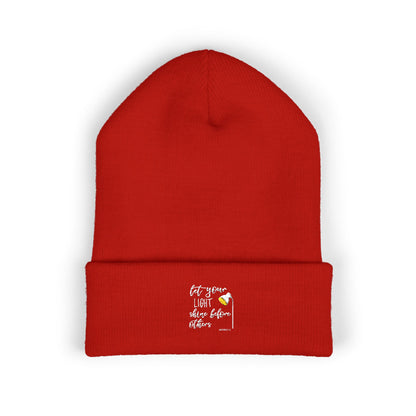 Embroidered Olive 'Let It Be' Cuffed Beanie