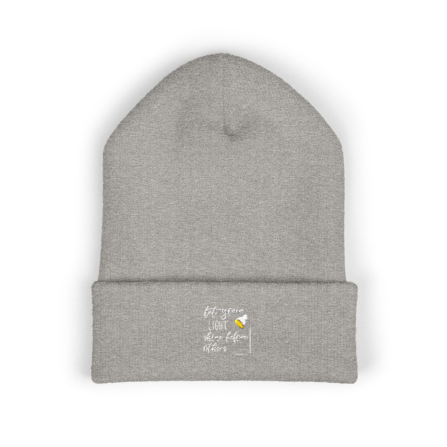 Embroidered Olive 'Let It Be' Cuffed Beanie