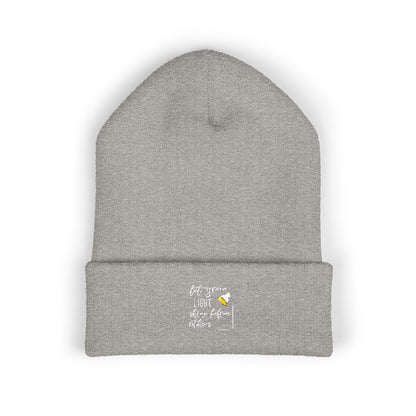Embroidered Olive 'Let It Be' Cuffed Beanie