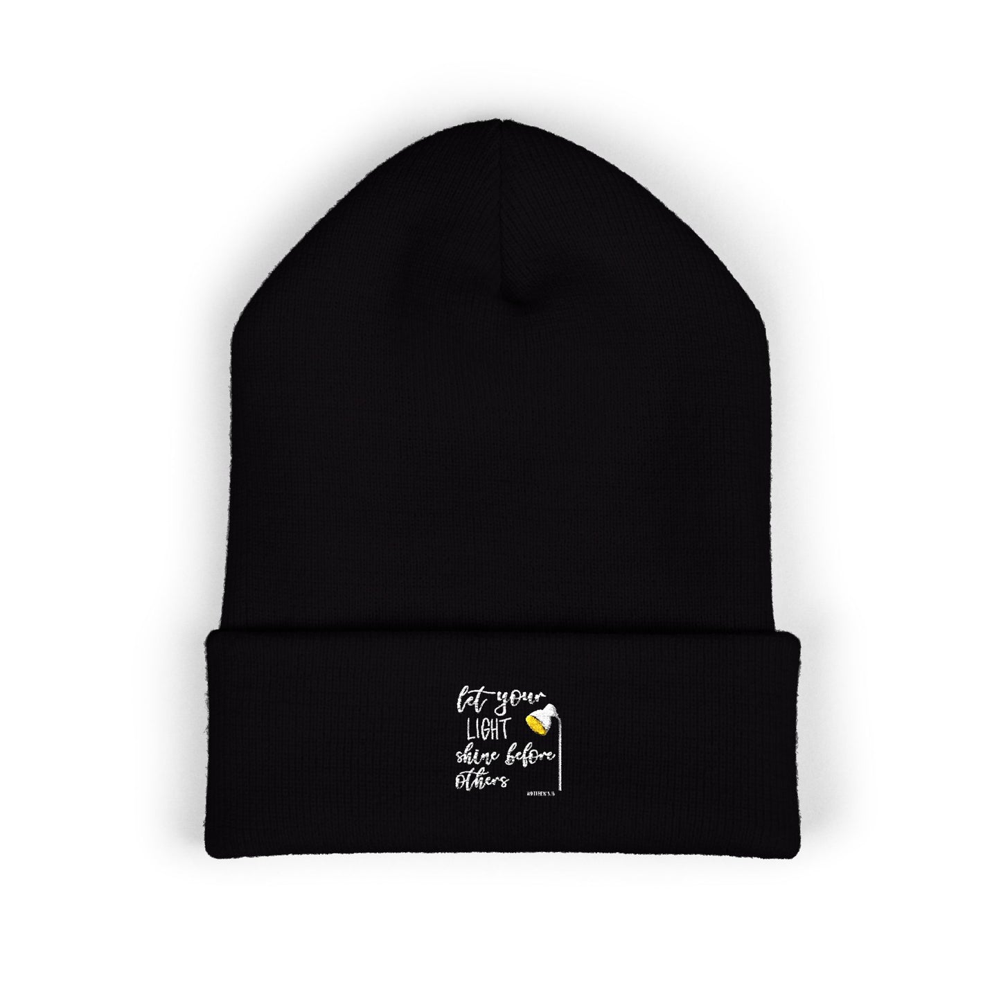 Embroidered Olive 'Let It Be' Cuffed Beanie